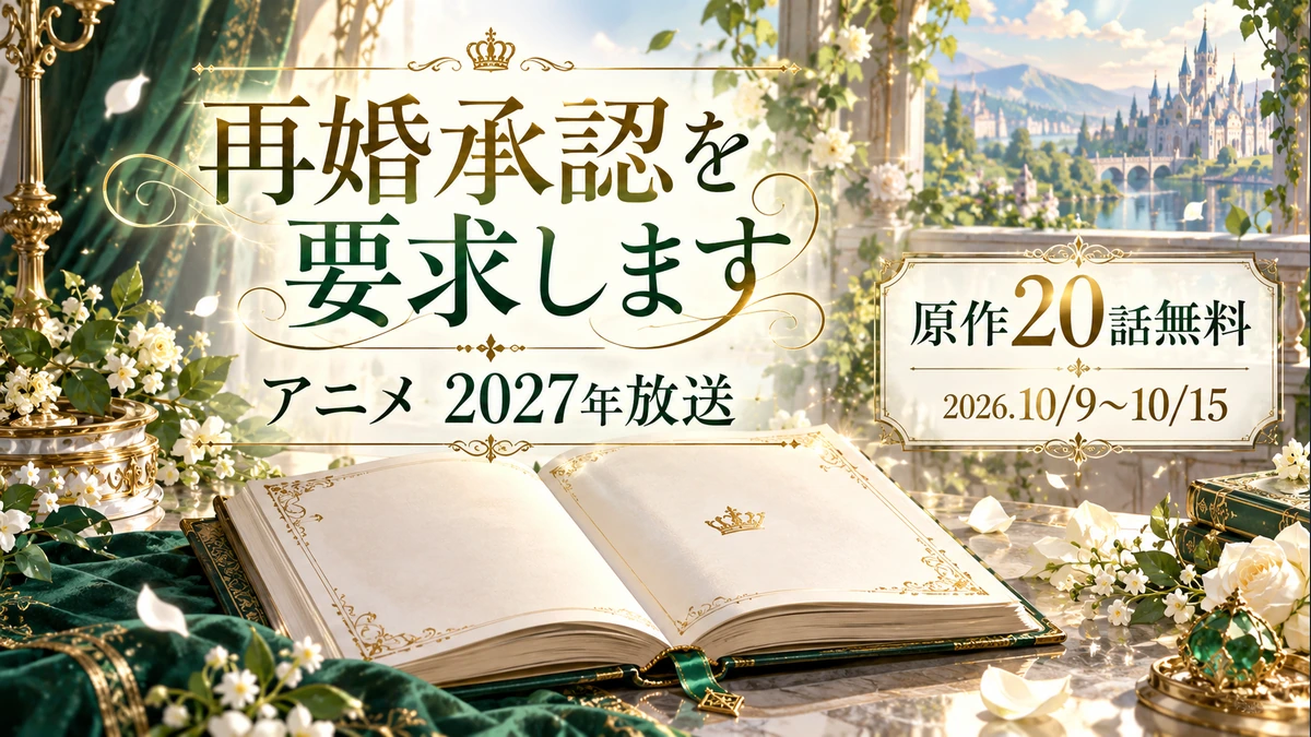 『再婚承認を要求します』のアニメはいつ?2027年放送・声優と原作20話無料の期間のAI編集イメージ